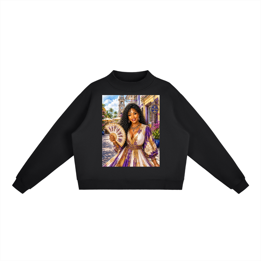 Essential Fleece Mock-Neck Crew Sweatshirt