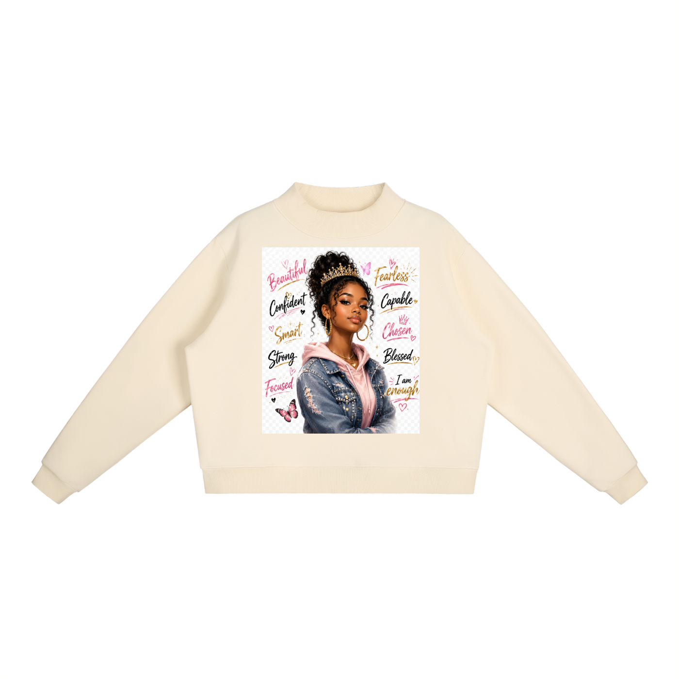 Essential Fleece Mock-Neck Crew Sweatshirt